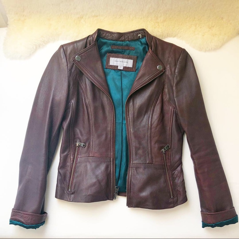 Marc New York Oxblood Lola Leather Moto Jacket